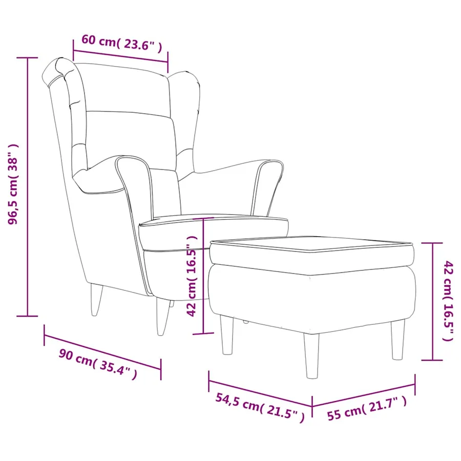 Fauteuil à oreilles avec tabouret vert foncé velours - 11