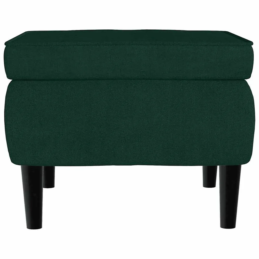 Fauteuil à oreilles avec tabouret vert foncé velours - 9