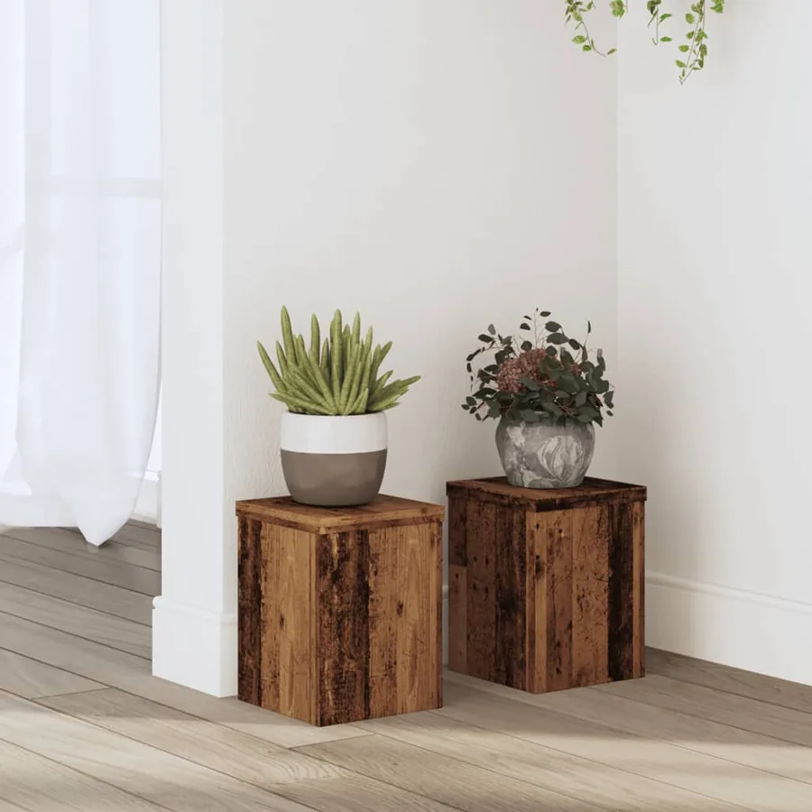 Supports pour plantes 2 pcs vieux bois bois d'ingénierie