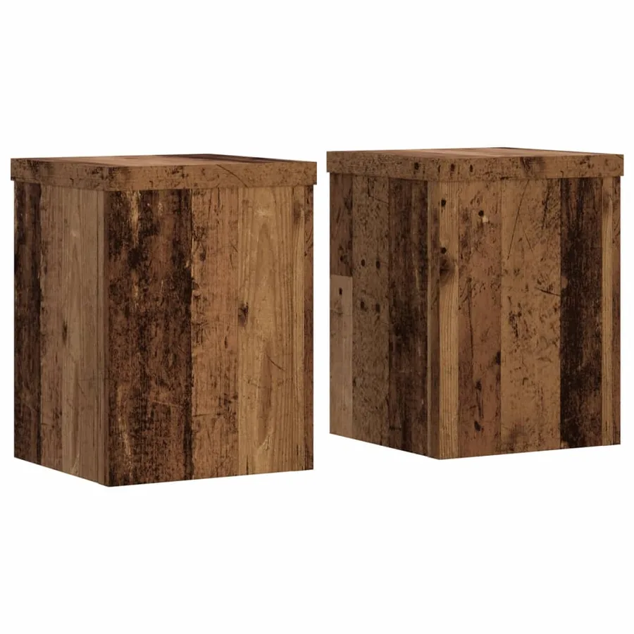 Supports pour plantes 2 pcs vieux bois bois d'ingénierie - 2