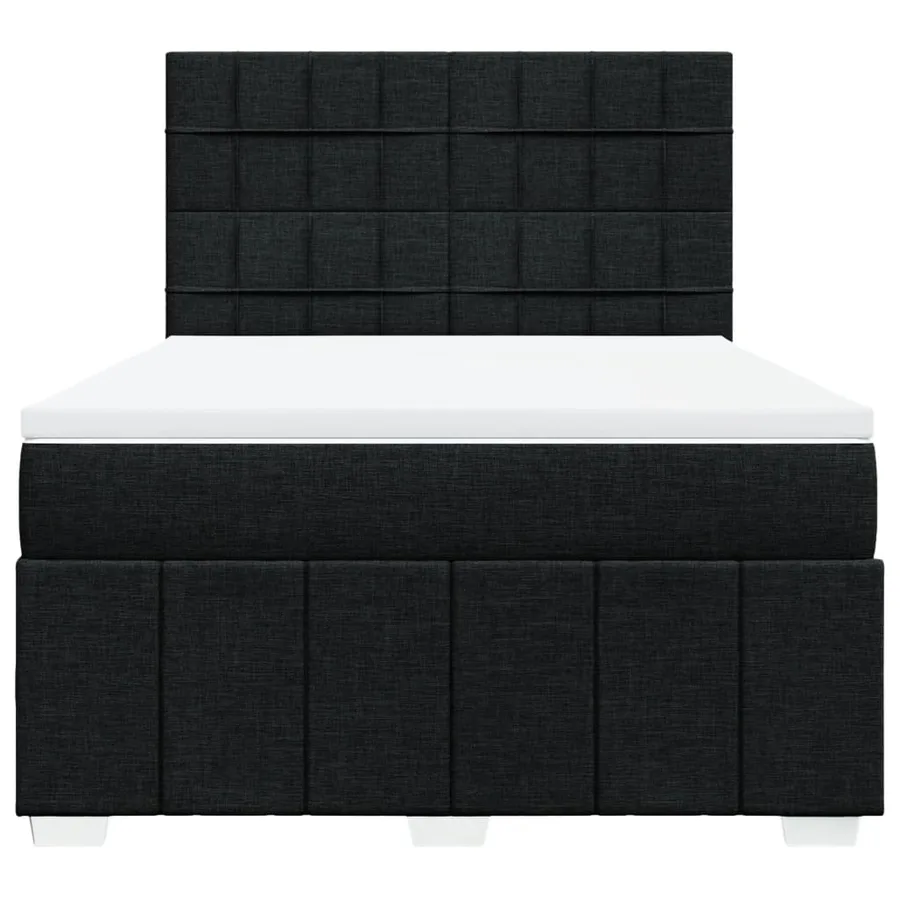 Sommier à lattes de lit avec matelas Noir 140x200 cm Tissu - 4