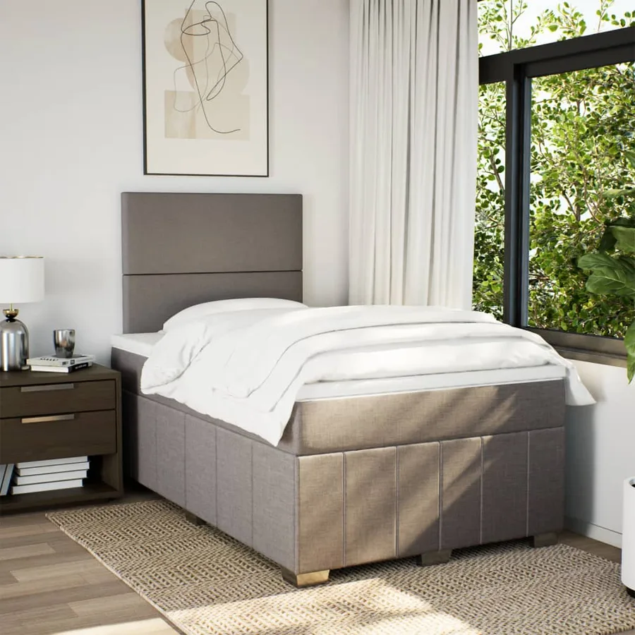 Sommier à lattes de lit avec matelas Taupe 120x200 cm Tissu - 3