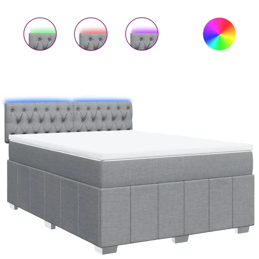 Sommier à lattes de lit avec matelas Gris clair 140x200cm Tissu - 2
