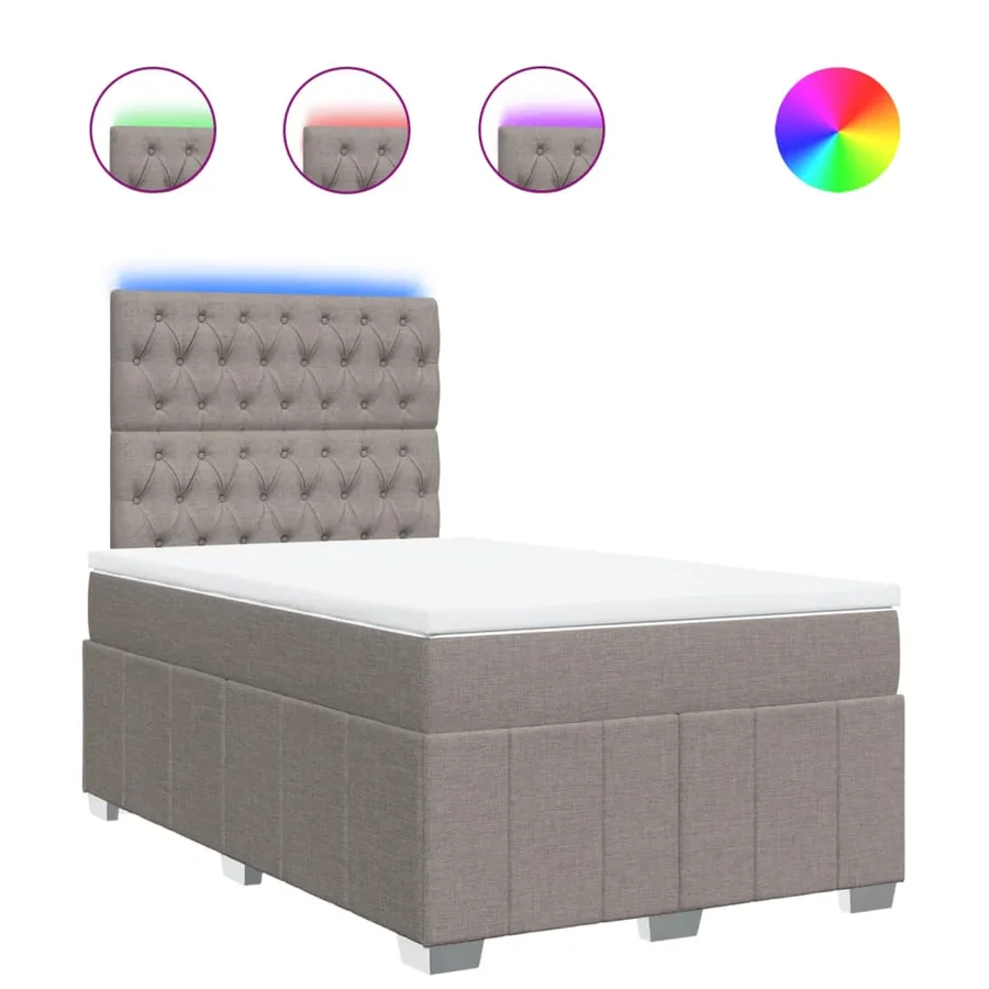 Sommier à lattes de lit avec matelas Taupe 120x200 cm Tissu - 2