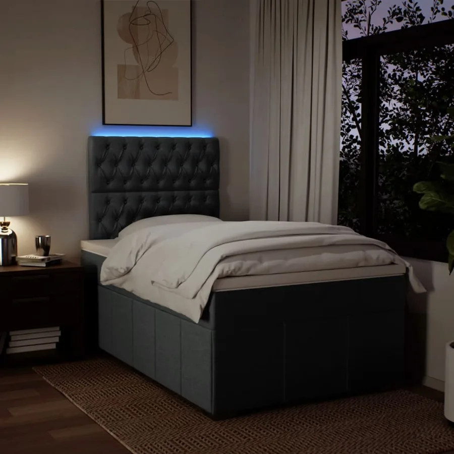 Sommier à lattes de lit avec matelas Taupe 120x200 cm Tissu - 4