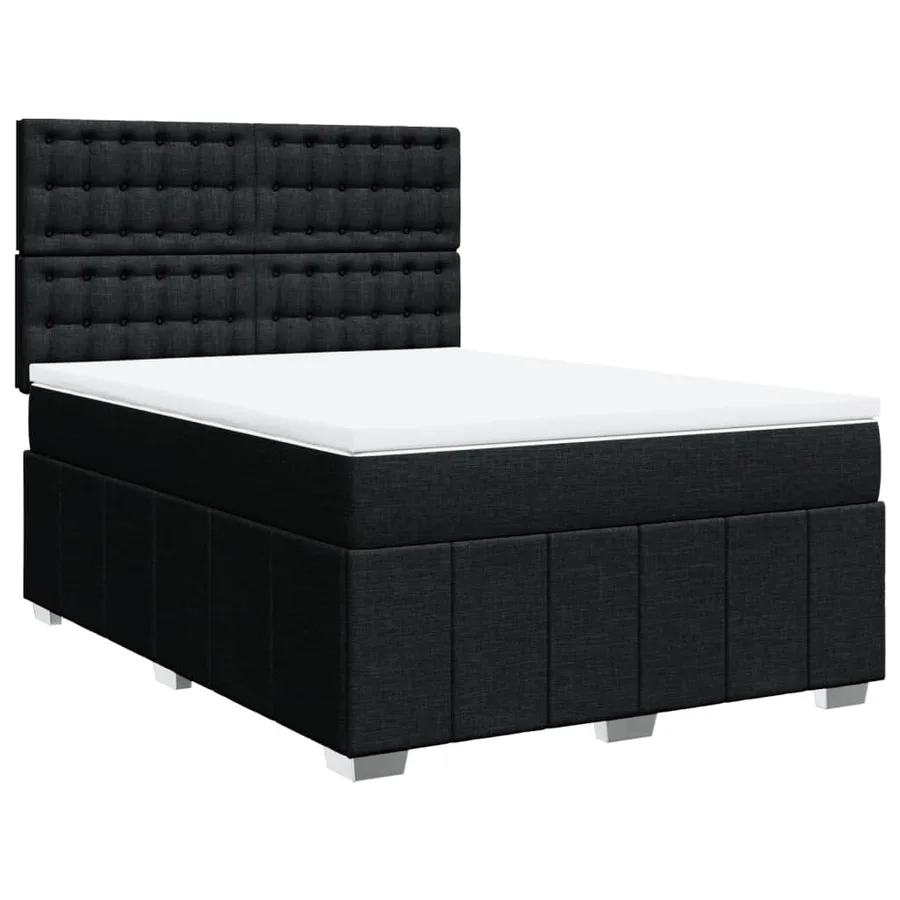 Sommier à lattes de lit avec matelas Noir 140x200 cm Tissu - 3