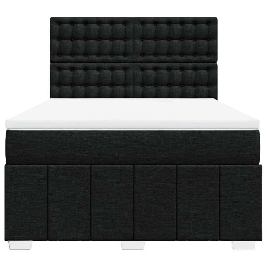 Sommier à lattes de lit avec matelas Noir 140x200 cm Tissu - 6