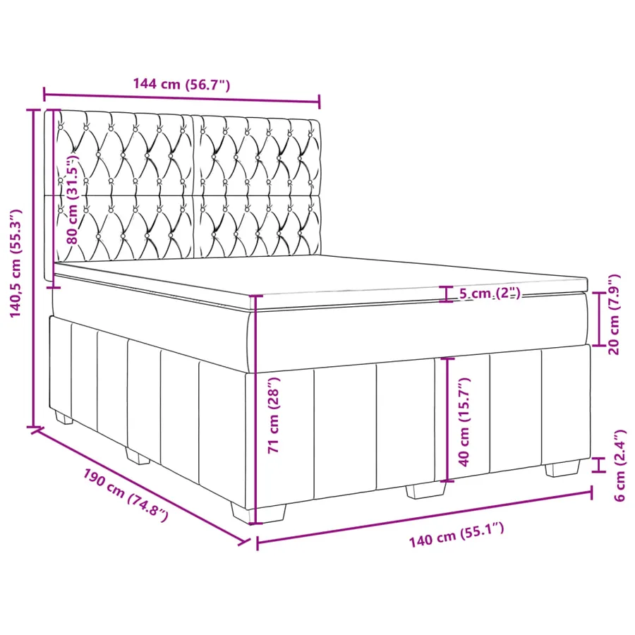 Sommier à lattes de lit avec matelas Marron foncé 140x190 cm - 18
