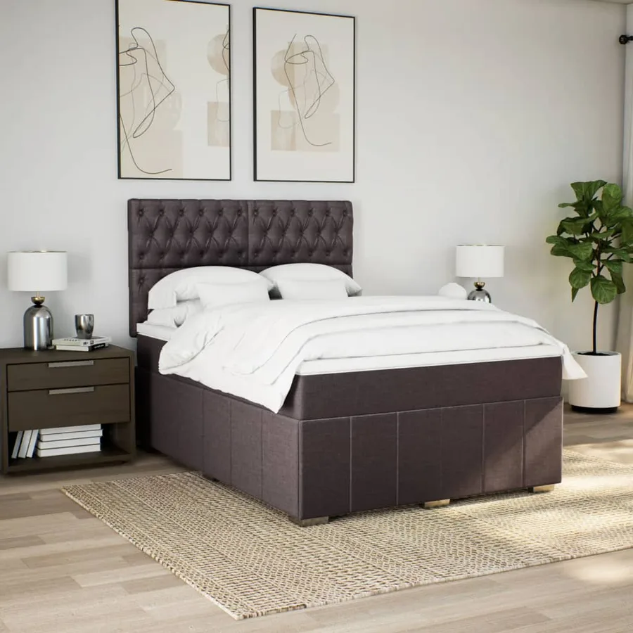 Sommier à lattes de lit avec matelas Marron foncé 140x190 cm - 5