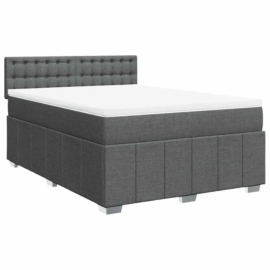 Sommier à lattes de lit avec matelas Gris foncé 140x190cm Tissu - 2
