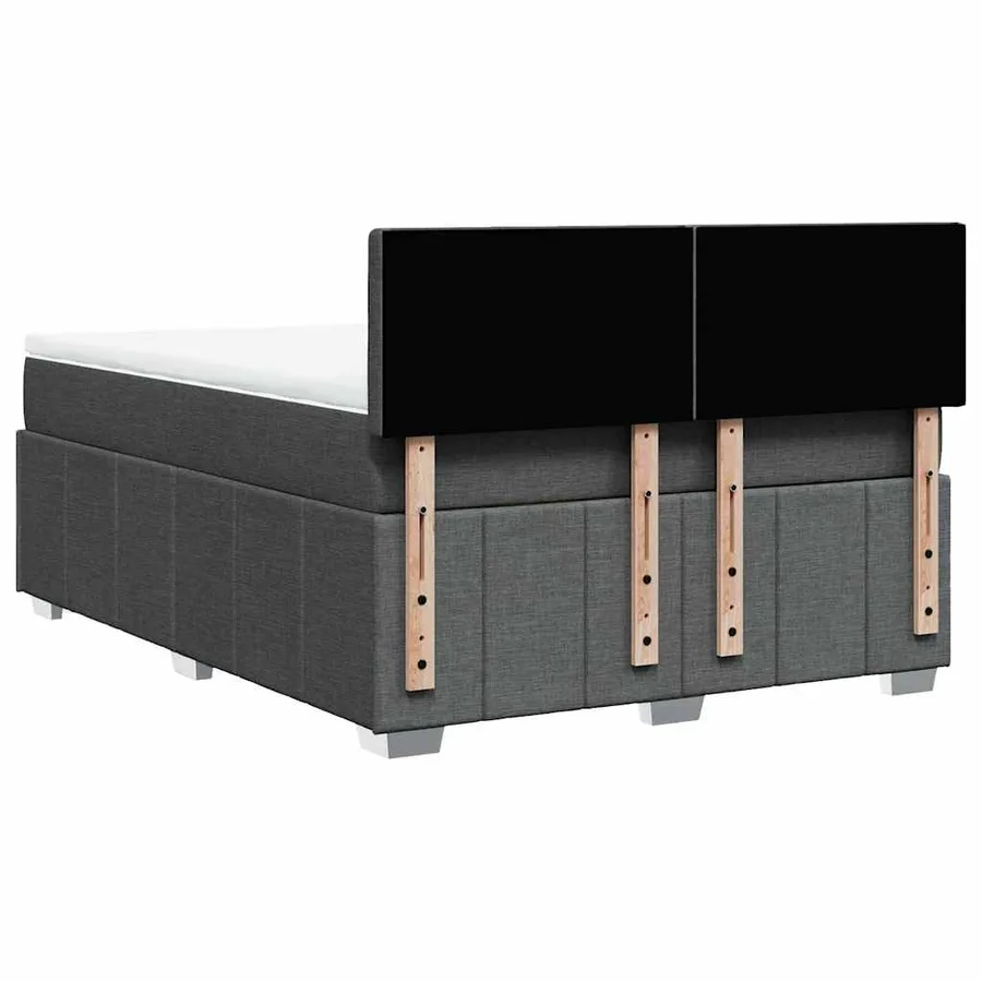 Sommier à lattes de lit avec matelas Gris foncé 140x190cm Tissu - 6
