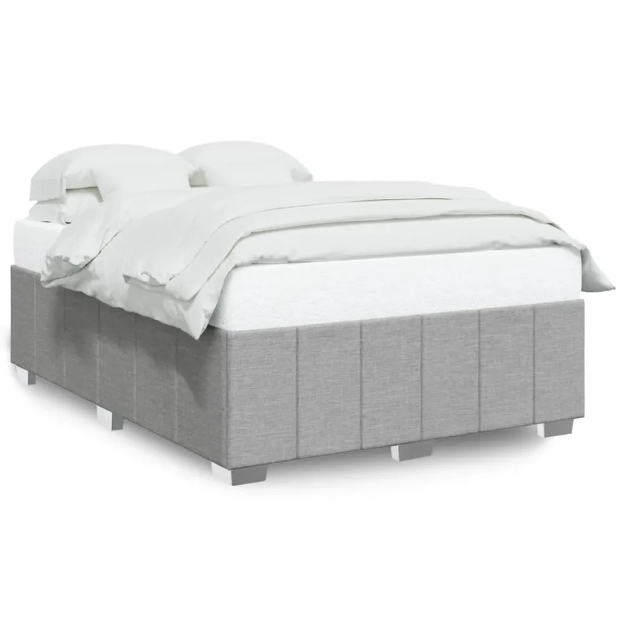 Cadre de lit sans matelas gris clair 140x200 cm tissu - 2