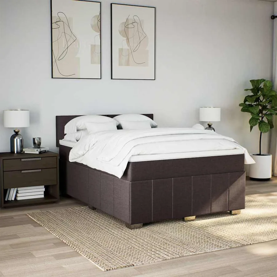 Sommier à lattes de lit avec matelas Marron foncé 140x190 cm - 3