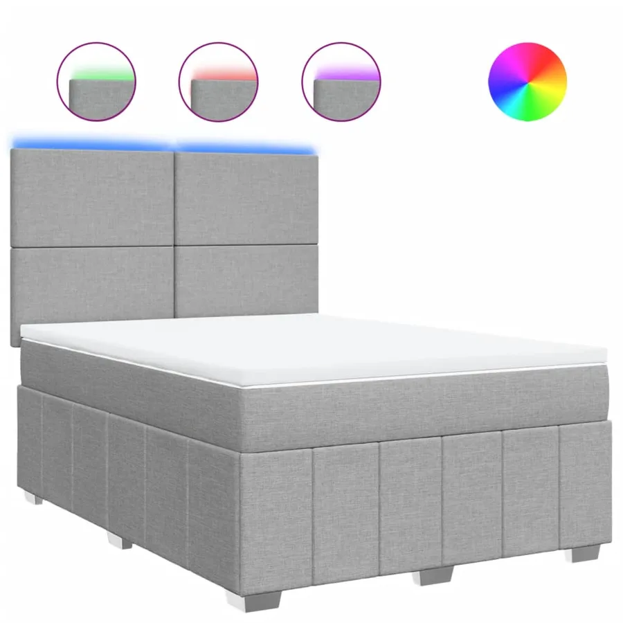 Sommier à lattes de lit avec matelas Gris clair 140x200cm Tissu - 2