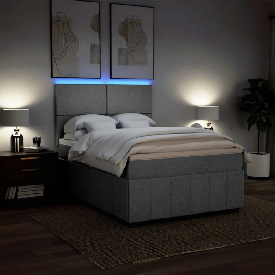 Sommier à lattes de lit avec matelas Gris clair 140x200cm Tissu - 4