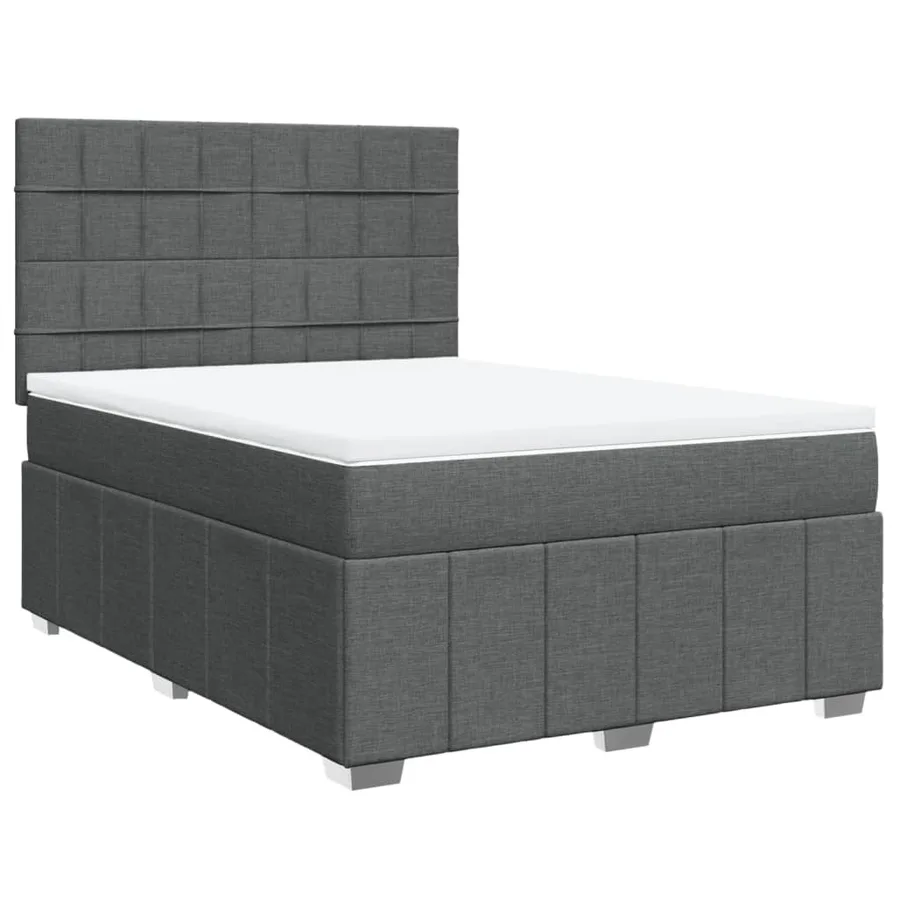 Sommier à lattes de lit avec matelas Gris foncé 140x190cm Tissu - 2