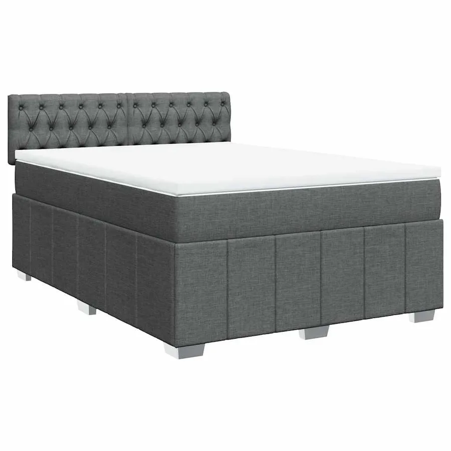 Sommier à lattes de lit avec matelas Gris foncé 140x190cm Tissu - 2