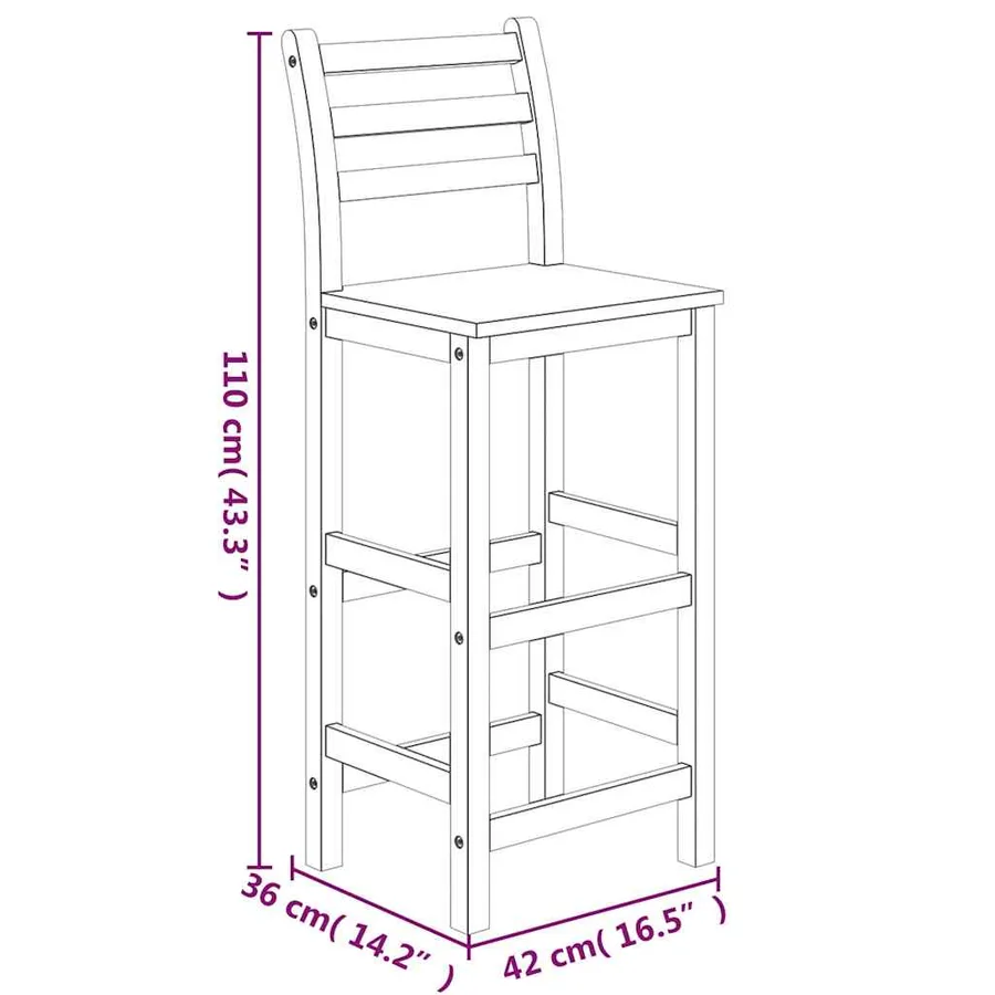 Ensemble de bar de jardin 5 pcs bois d'acacia solide - 11