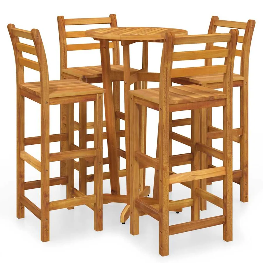 Ensemble de bar de jardin 5 pcs bois d'acacia solide - 2