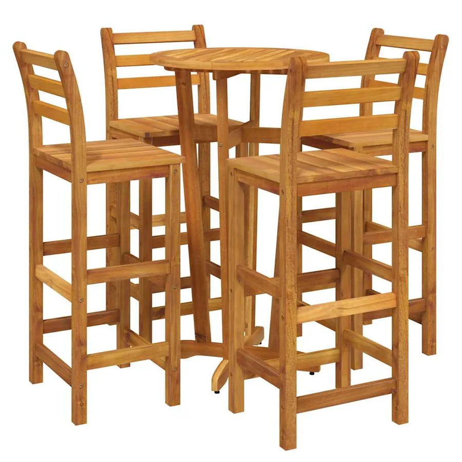 Ensemble de bar de jardin 5 pcs bois d'acacia solide - 3