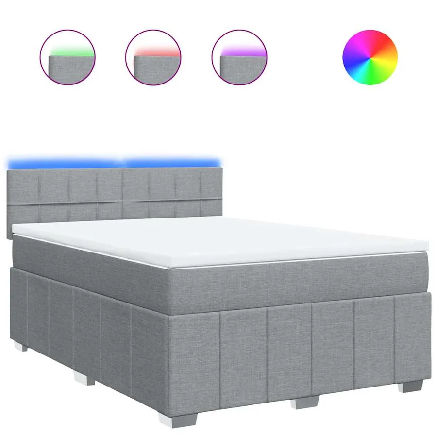 Sommier à lattes de lit avec matelas Gris clair 140x200cm Tissu - 2