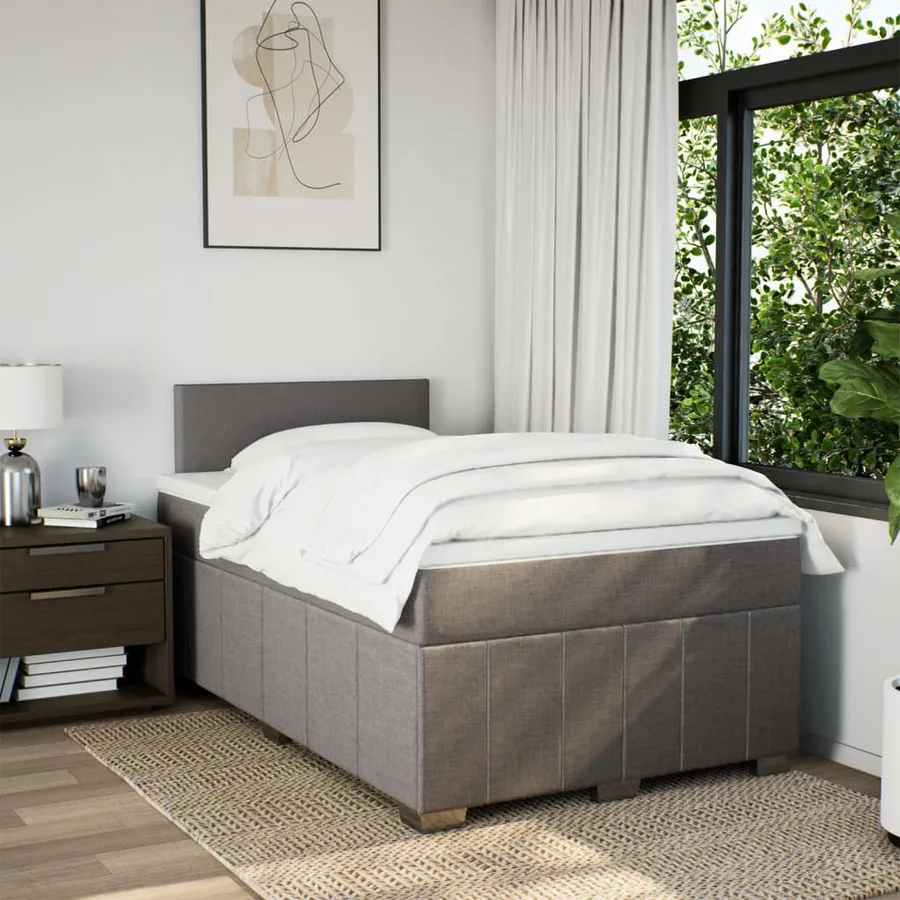 Sommier à lattes de lit avec matelas Taupe 120x200 cm Tissu - 4
