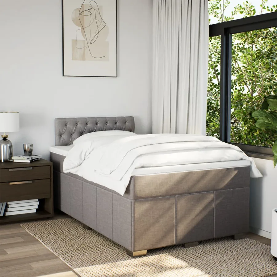 Sommier à lattes de lit avec matelas Taupe 120x200 cm Tissu - 3
