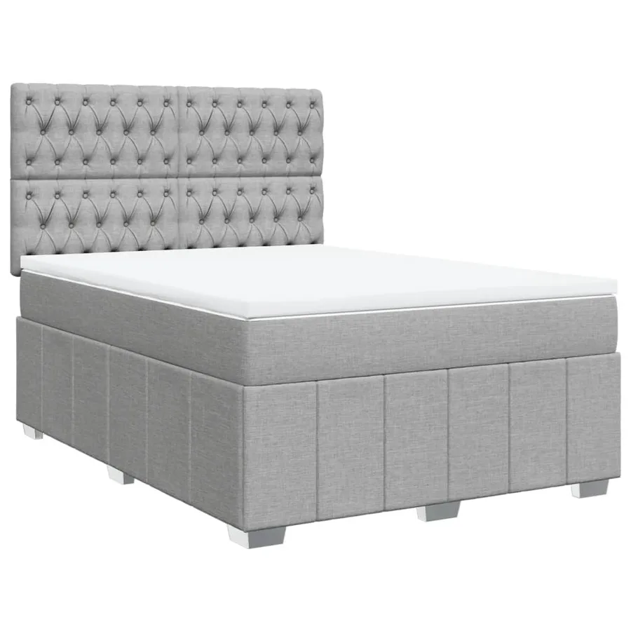 Sommier à lattes de lit avec matelas Gris clair 140x190cm Tissu - 2