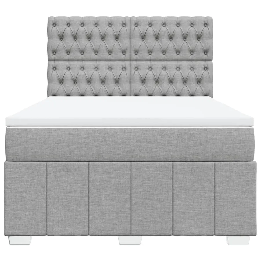 Sommier à lattes de lit avec matelas Gris clair 140x190cm Tissu - 4