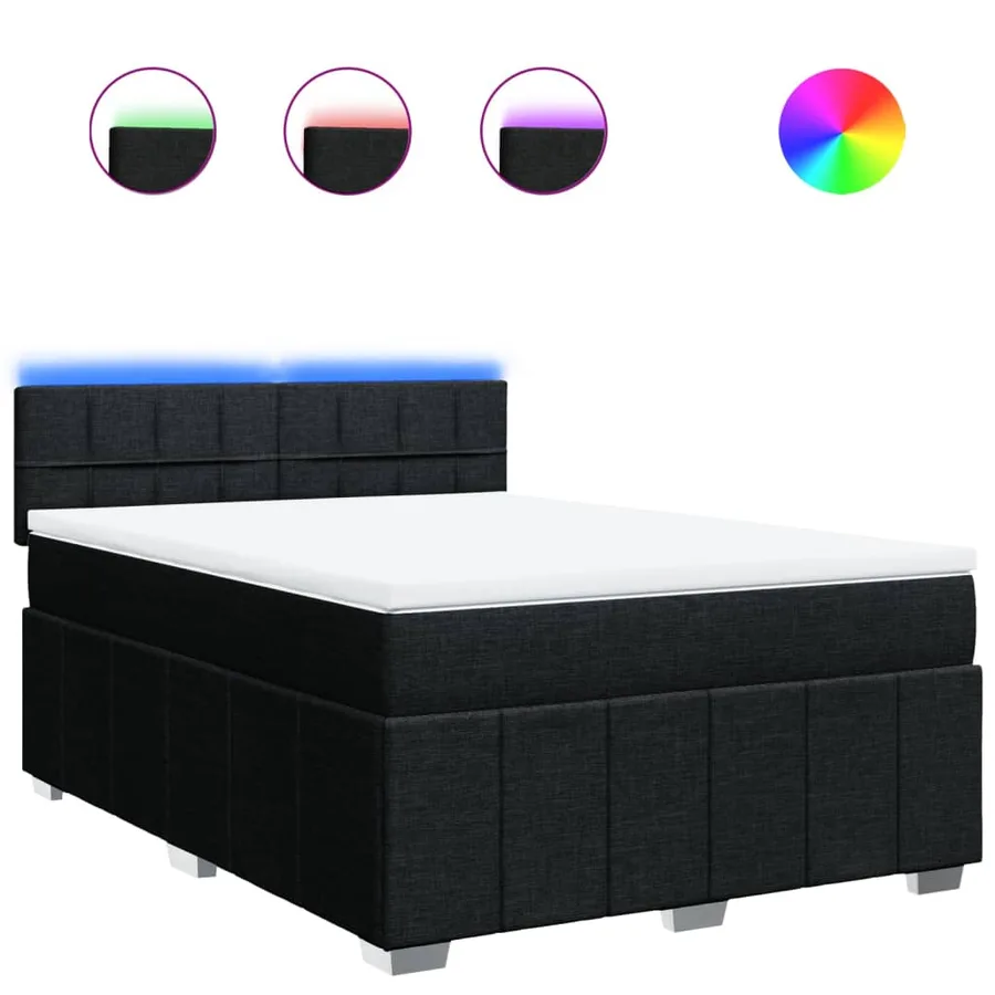 Sommier à lattes de lit avec matelas Noir 140x200 cm Tissu - 2