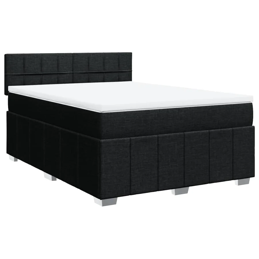 Sommier à lattes de lit avec matelas Noir 140x200 cm Tissu - 3