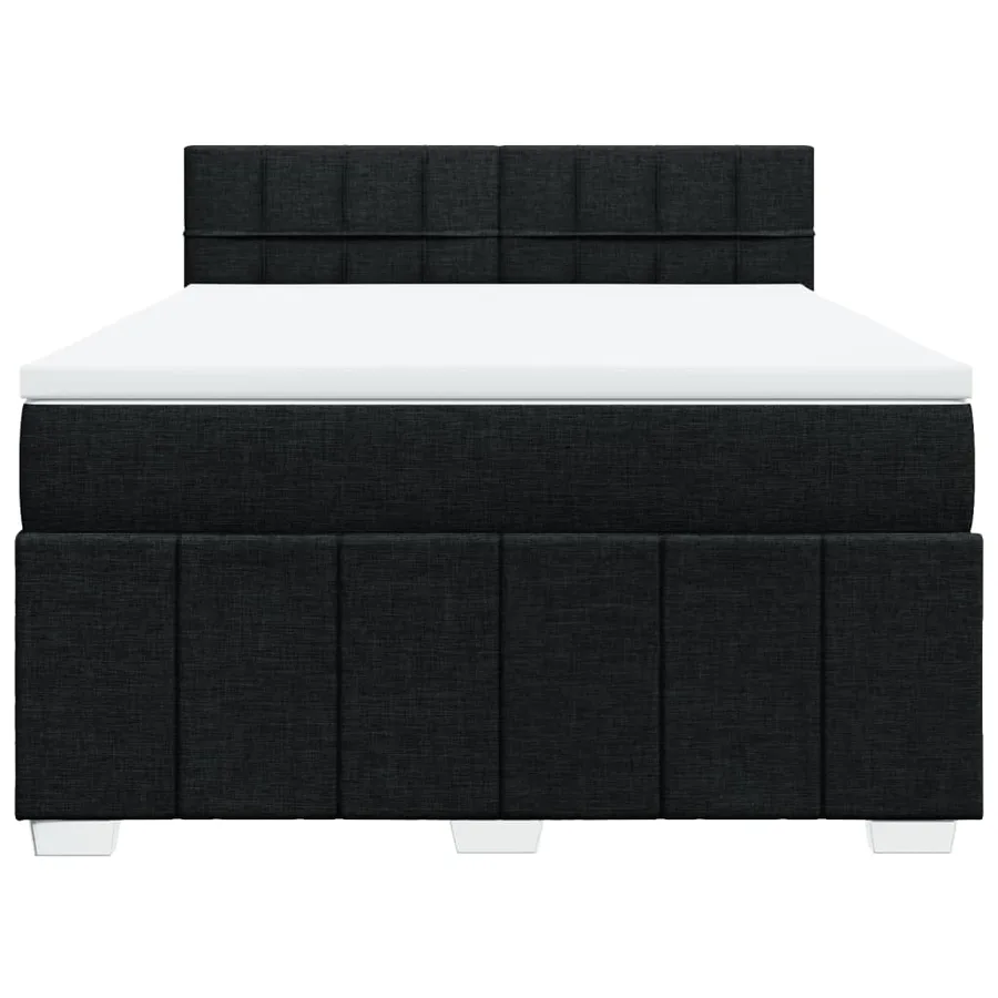 Sommier à lattes de lit avec matelas Noir 140x200 cm Tissu - 6