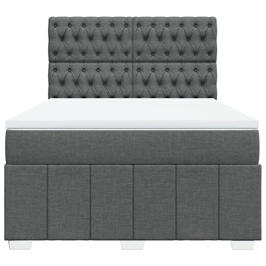 Sommier à lattes de lit avec matelas Gris foncé 140x190cm Tissu - 6