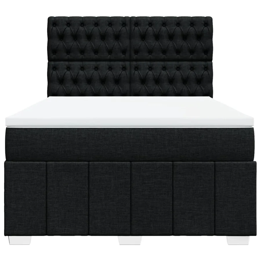 Sommier à lattes de lit avec matelas Noir 140x200 cm Tissu - 4