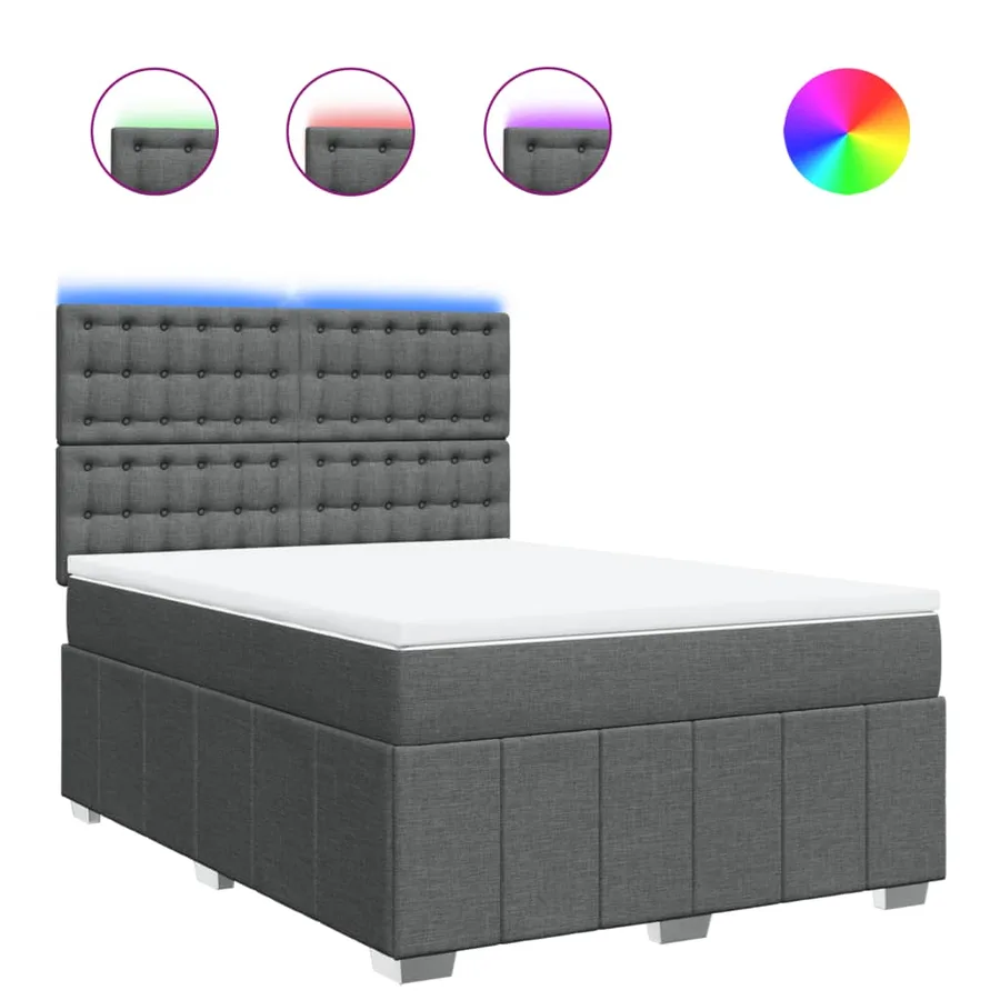 Sommier à lattes de lit avec matelas Gris foncé 140x190cm Tissu - 2