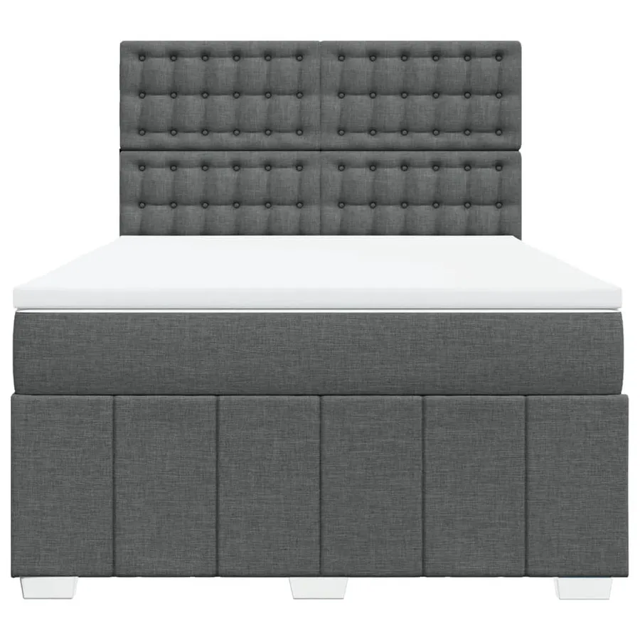 Sommier à lattes de lit avec matelas Gris foncé 140x190cm Tissu - 6