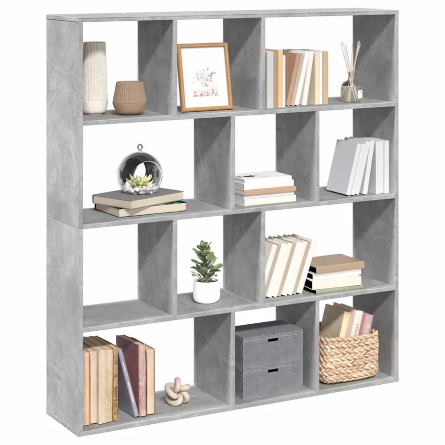 Bibliothèque gris béton 132x29x141,5 cm bois d'ingénierie - 4