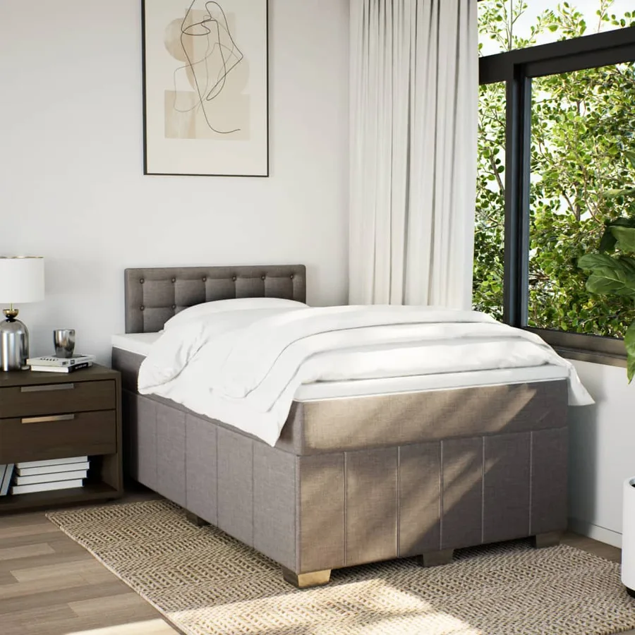 Sommier à lattes de lit avec matelas Taupe 120x200 cm Tissu - 4