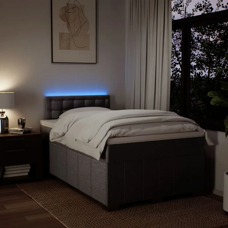 Sommier à lattes de lit avec matelas Taupe 120x200 cm Tissu - 5