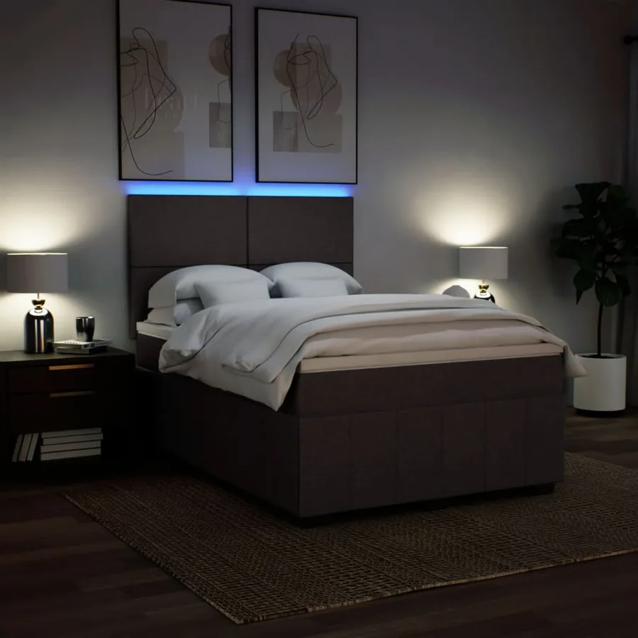 Sommier à lattes de lit avec matelas Marron foncé 140x190 cm - 4
