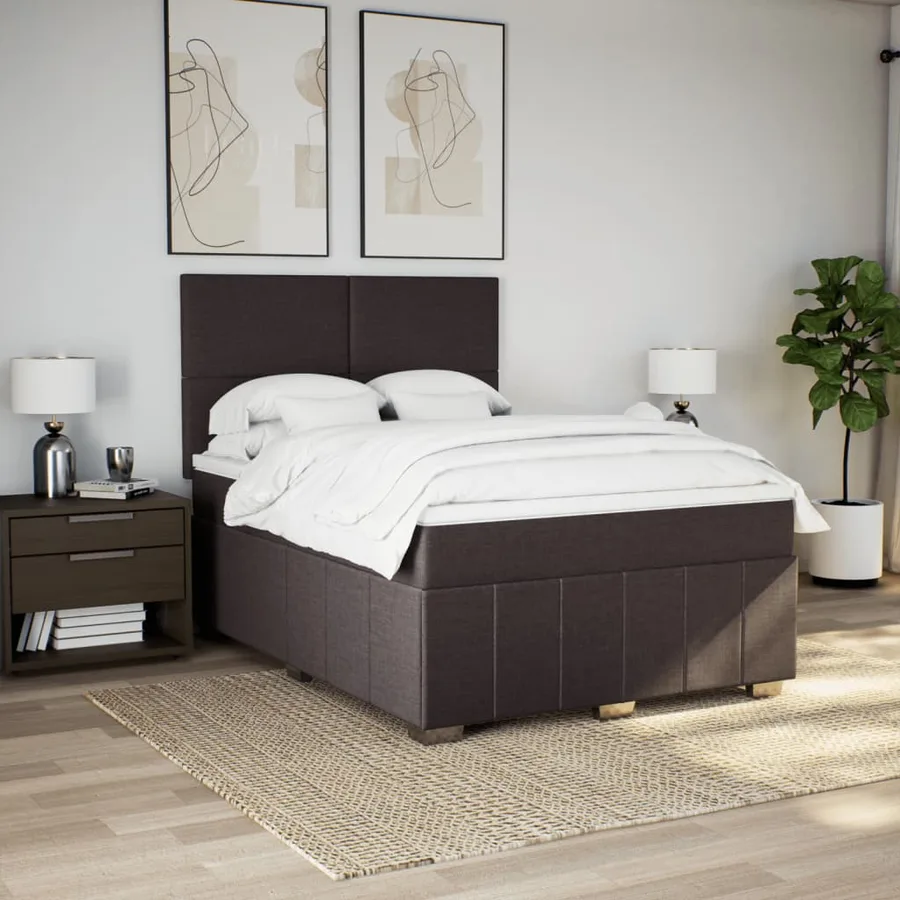 Sommier à lattes de lit avec matelas Marron foncé 140x190 cm - 5