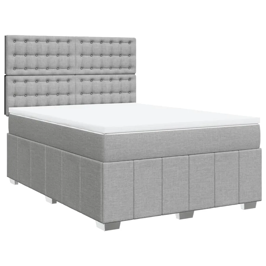 Sommier à lattes de lit avec matelas Gris clair 140x200cm Tissu - 3