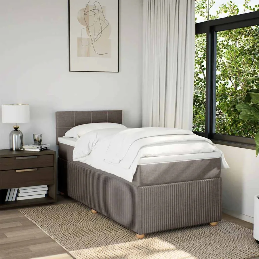 Sommier à lattes de lit avec matelas Taupe 80x200 cm Tissu - 3