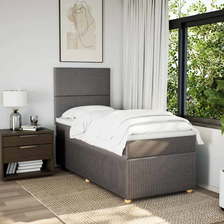 Sommier à lattes de lit avec matelas Taupe 80x200 cm Tissu - 5