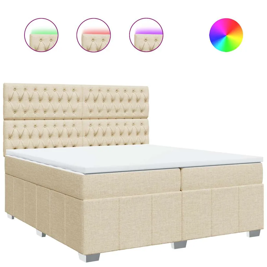 Sommier à lattes de lit avec matelas Crème 200x200 cm Tissu - 2