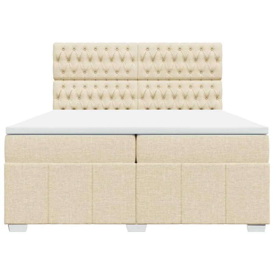 Sommier à lattes de lit avec matelas Crème 200x200 cm Tissu - 6