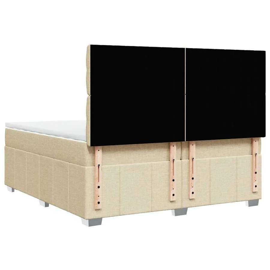 Sommier à lattes de lit avec matelas Crème 200x200 cm Tissu - 8