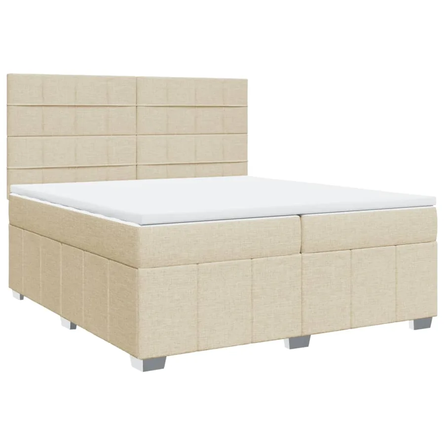 Sommier à lattes de lit avec matelas Crème 200x200 cm Tissu - 2