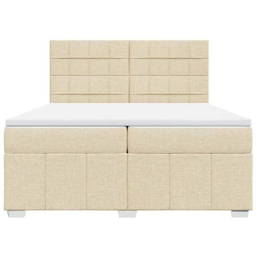 Sommier à lattes de lit avec matelas Crème 200x200 cm Tissu - 4