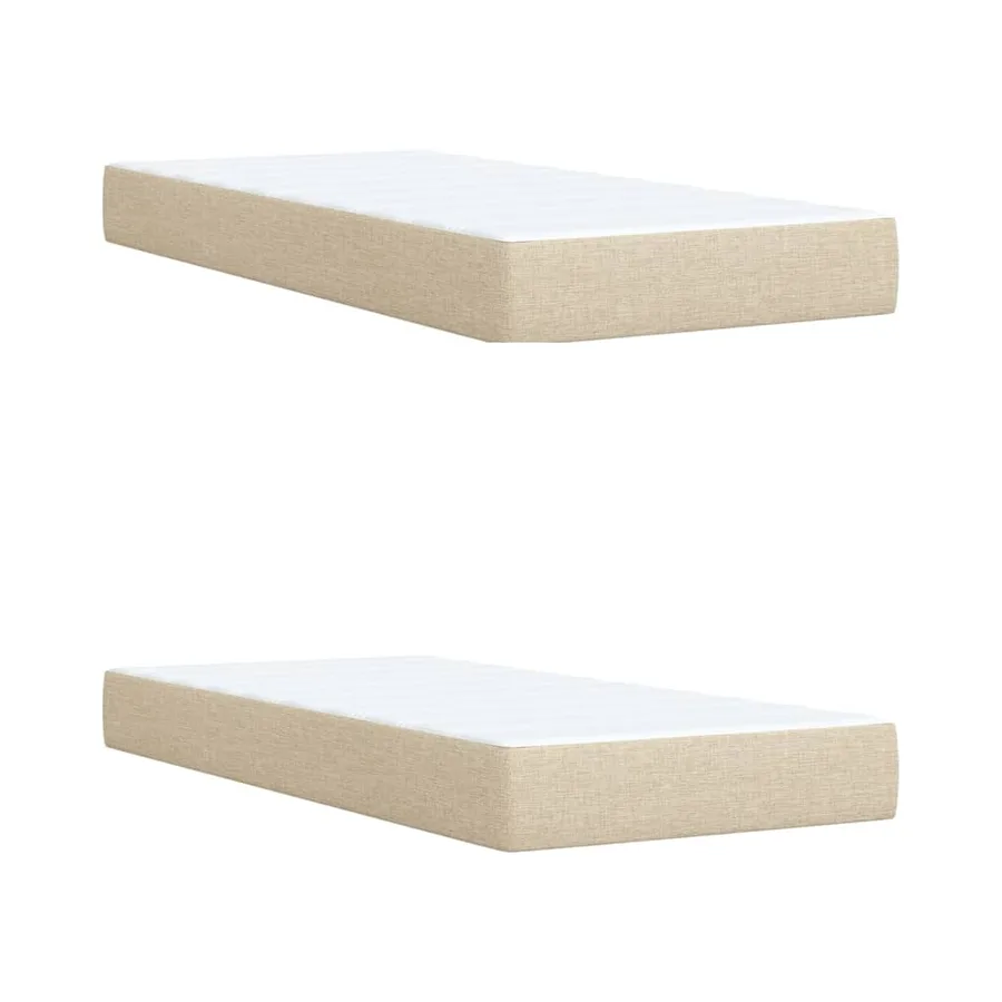 Sommier à lattes de lit avec matelas Crème 200x200 cm Tissu - 10